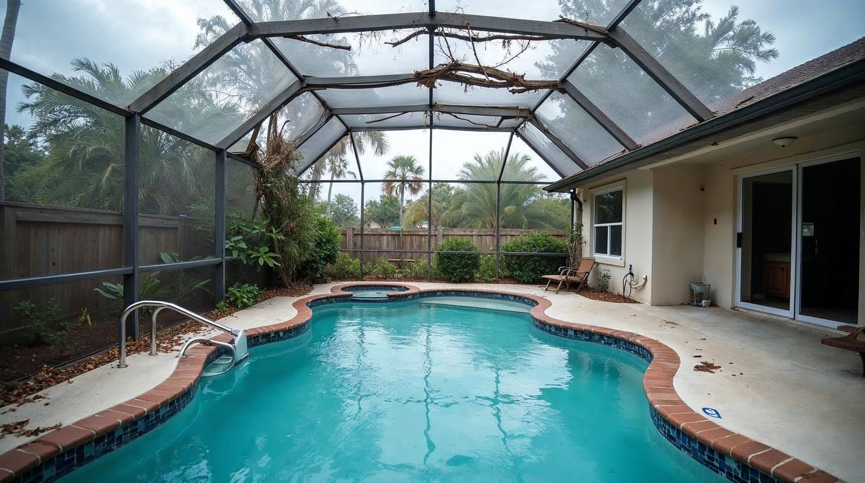 Emergency screen repair after storm damage Florida